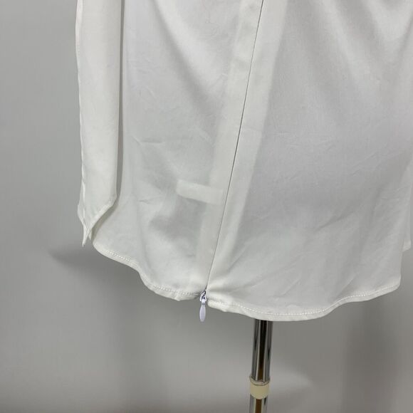 New York & Company Blouse Womens 4 White Tie Waist Surplice Sleeveless Stretch - Picture 6 of 14